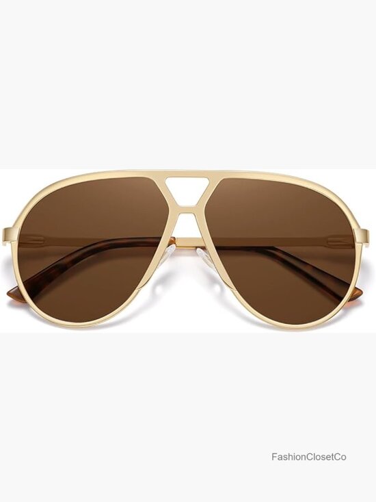 Oversized Retro Vintage Aviator Sunglasses with Polarized Metal Frame main image 6